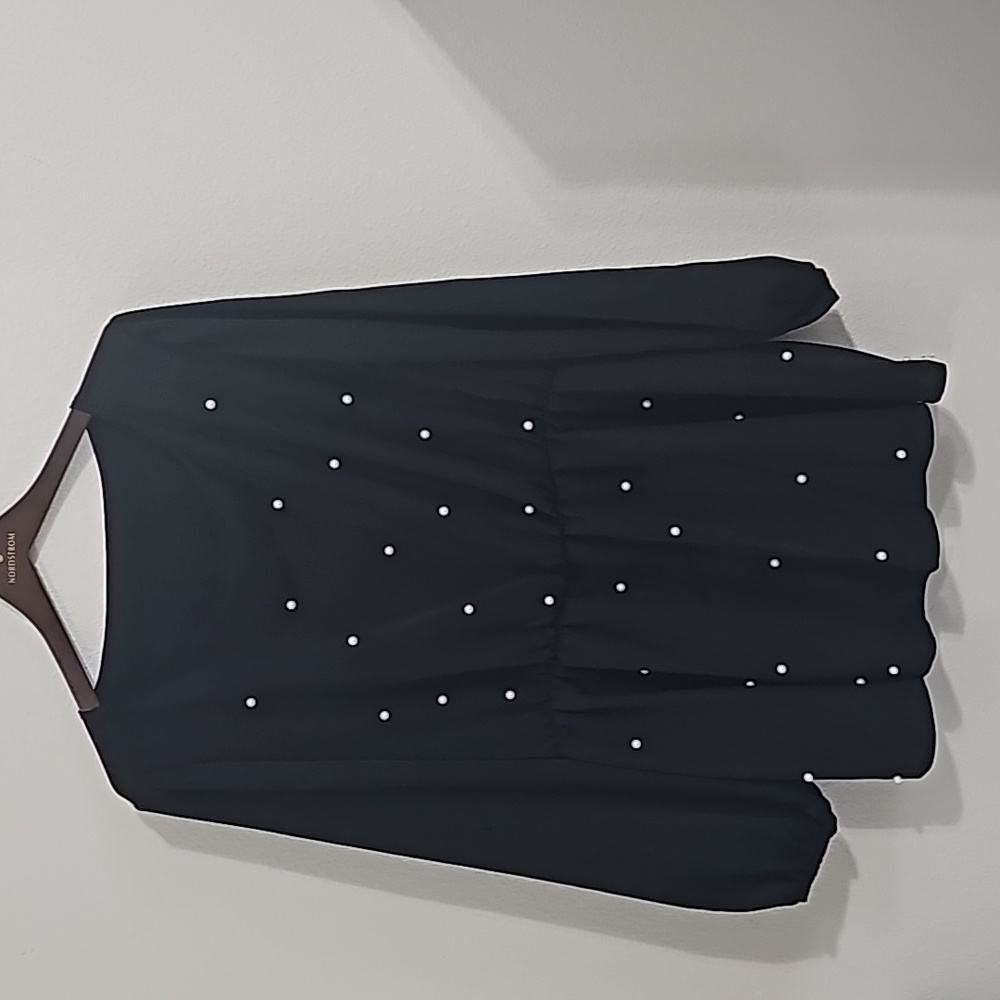 Black Shein Peplum Top with Pearls